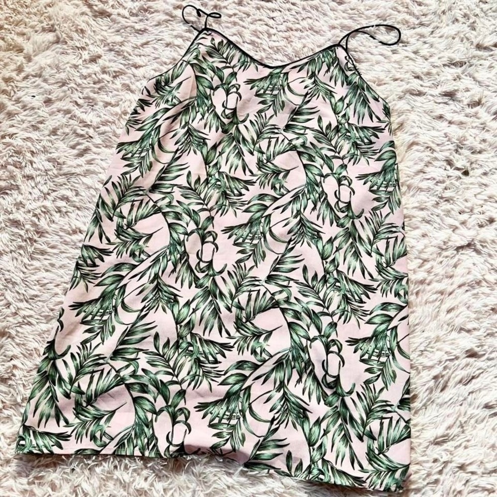 Botanical Tropical Slip Dress‎ Womens L Delicate Feminine Summer Travel Resort
